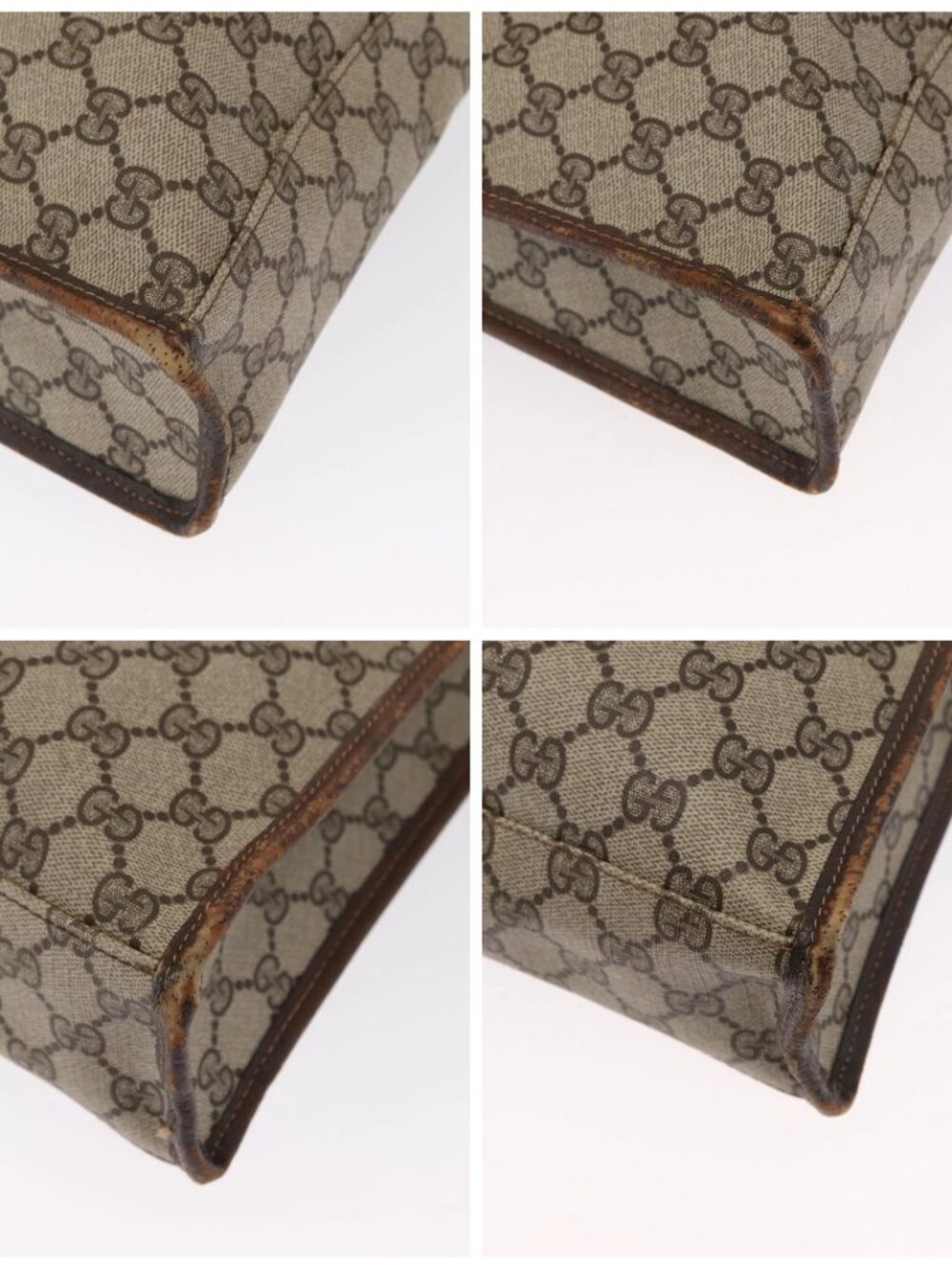 GUCCI GG Supreme Web Sherry Line Tote Bag PVC Beige Gold 010 378 Auth ep12692 - Picture 14 of 16